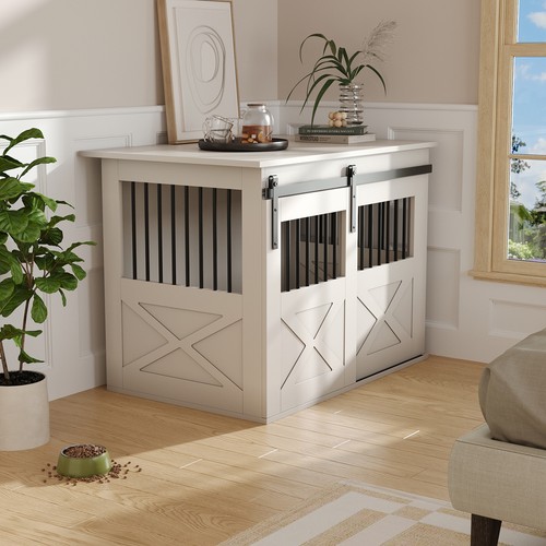 White dog cage - cage, crate