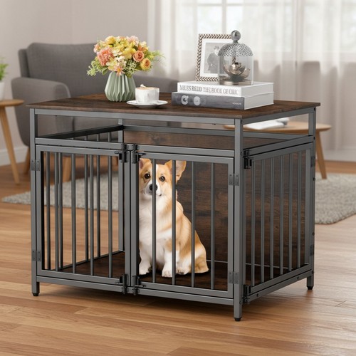 Dog crate furniture wooden - crate,