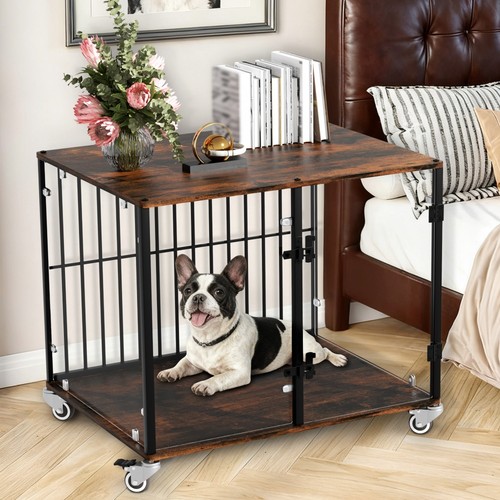 Rustic wooden dog - wooden, crate