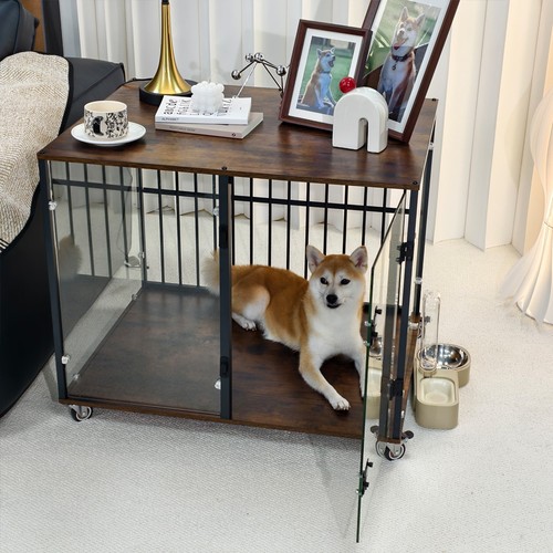 Indoor wood dog crate - wood,