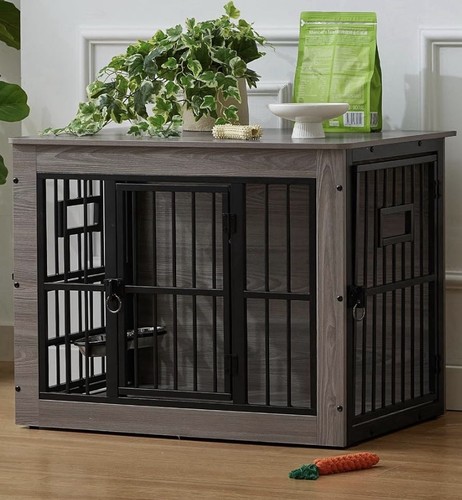 Wooden dog crate - crate, furniture