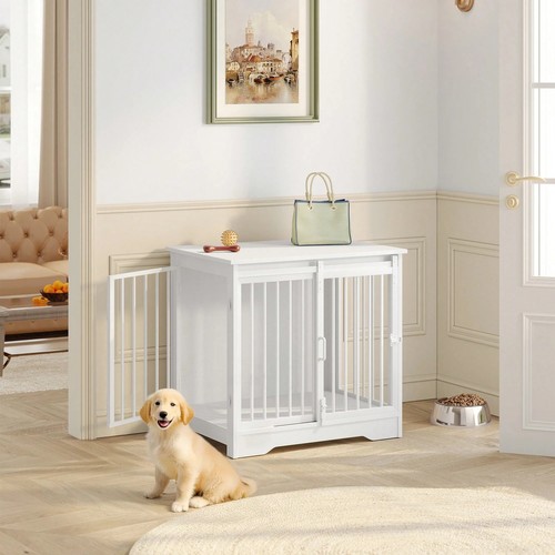 White dog crate furniture - dog,