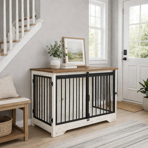 Dog crate furniture double - crate,