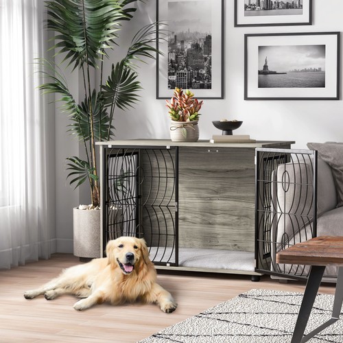 Dog crate furniture end table - dog,