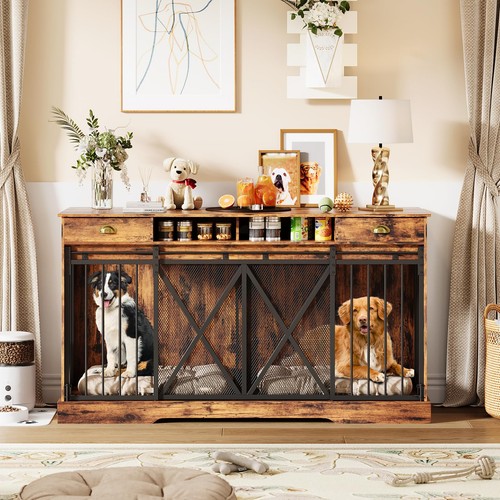 Double dog crate furniture end - dog,