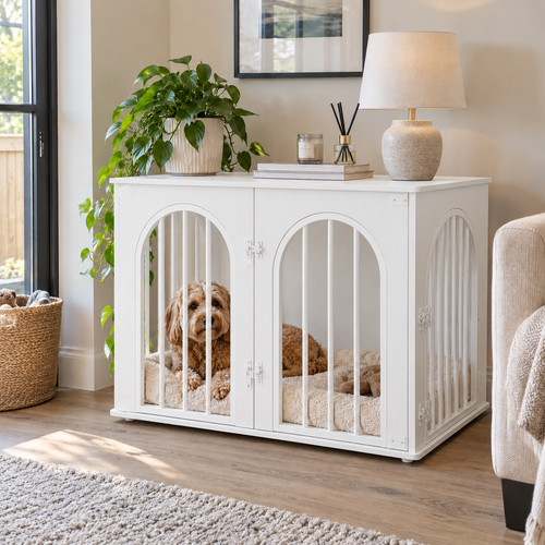 Dog crate furniture 80cm - furniture, white
